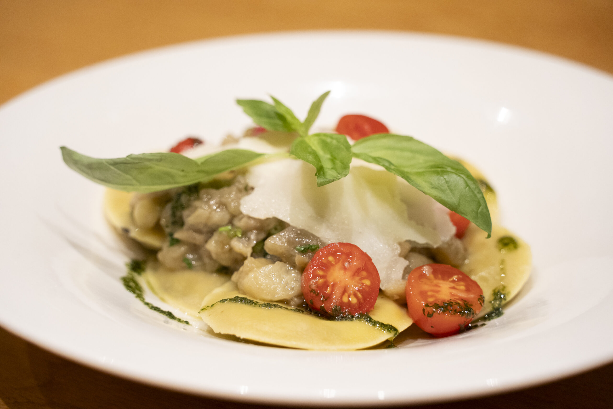 Panciotti d’albergínia i formatge scamorza
